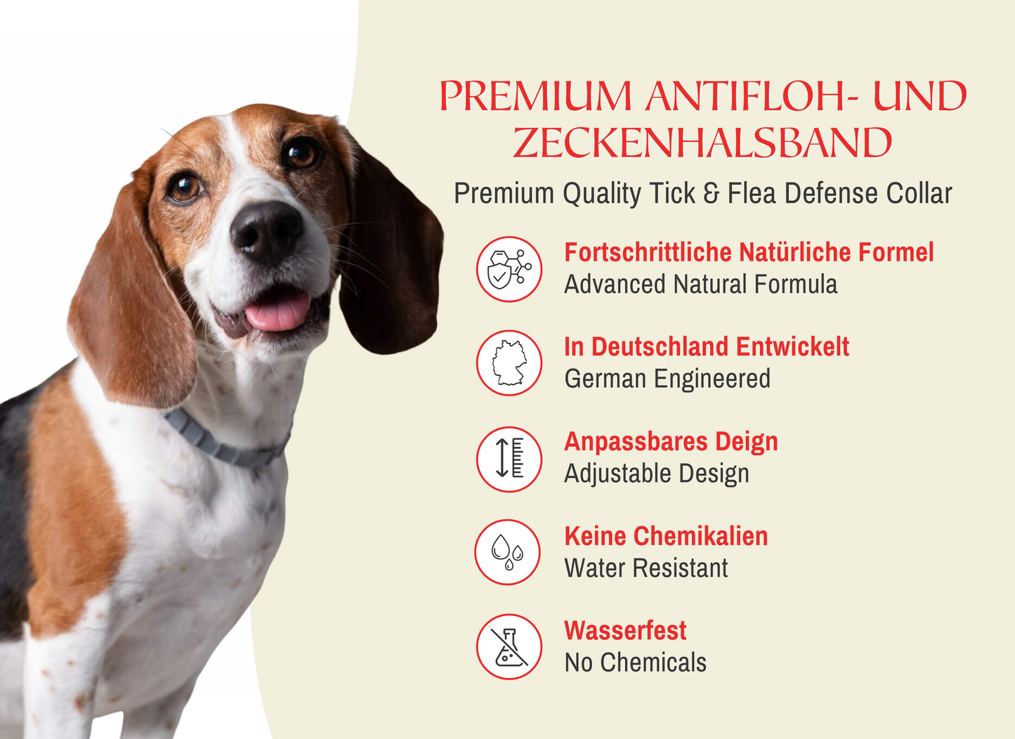TIERFREUDEN® Tick & Flea Defense Collar for Large Dogs | All-Natural Formula